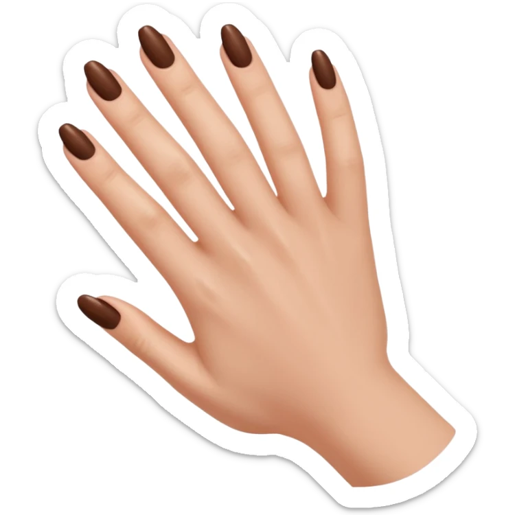 brown nails on a hand with 5 finger, but a pretty and feminine hand, fingers should not be spread apart sticker