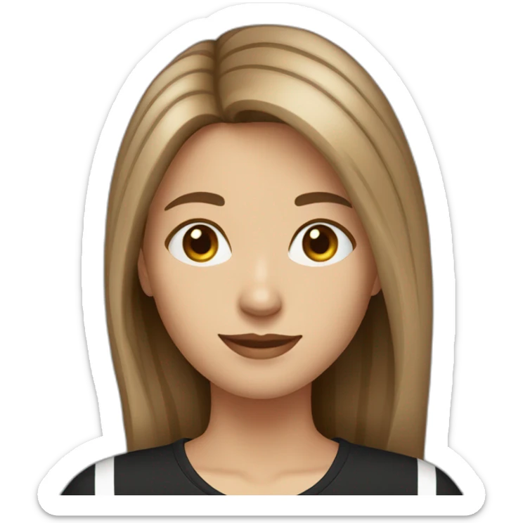 long light brown hair woman wearing black stripy t-shirt sticker