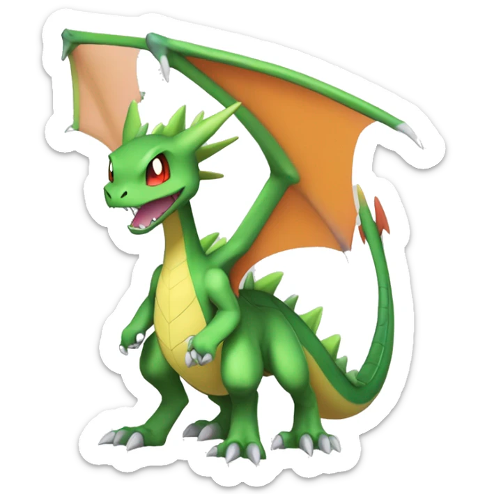 Anthro Cool Edgy Fakemon-Pokémon-Flygon-Charizard-Spyro-Fantasy-Creature With Full Body Detailed High Quality sticker