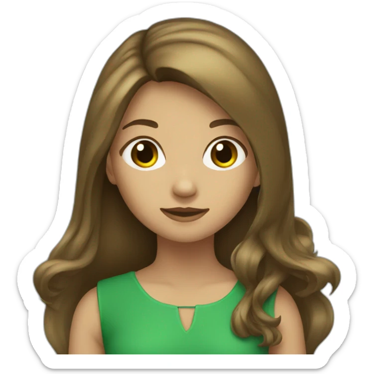 Girl with long hair brown and dress green sticker