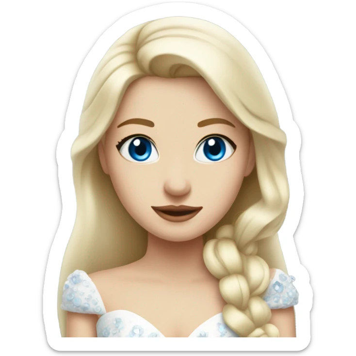 Beautiful blond girl with blue eyes and Hearted wedding dress sticker