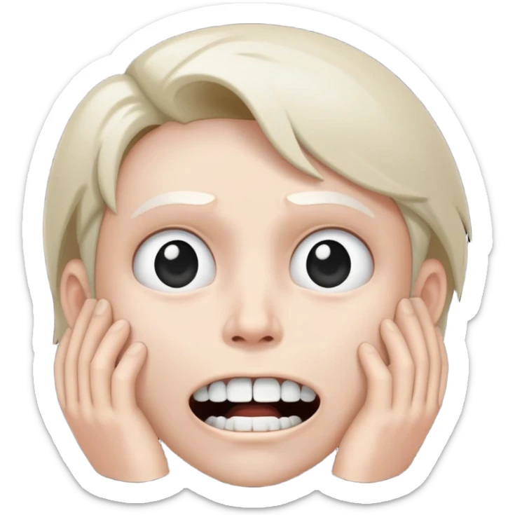 Super idol with a worried face but the upper teeth are sticking out and the background is pitch black and super idol is a grayish white color and super idol is kind of like a staticky type of image sticker