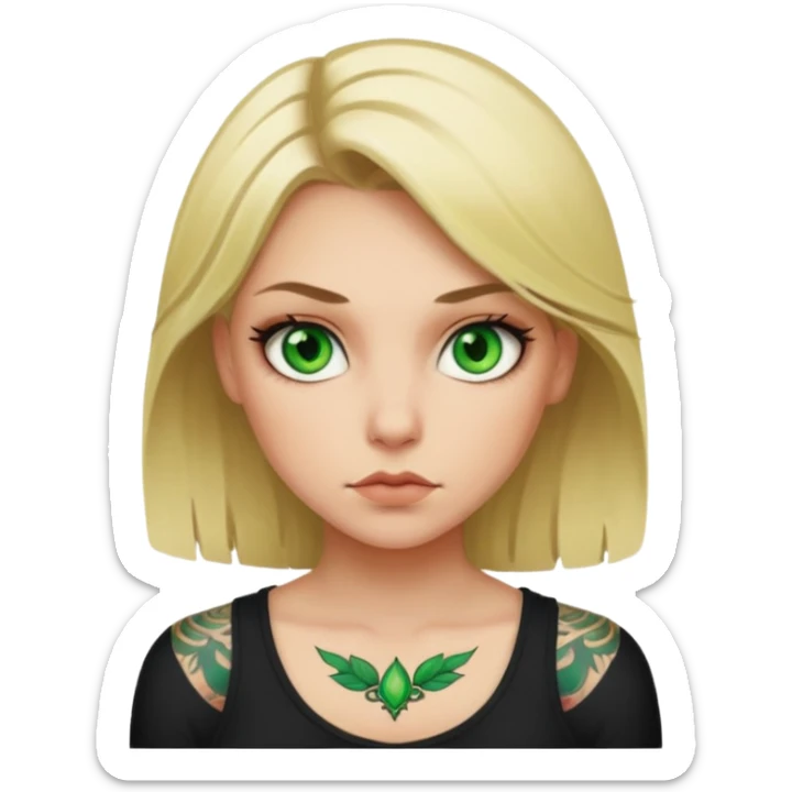 Mean. Attitude. Blonde girl. Green eyes.  Tattoos sticker