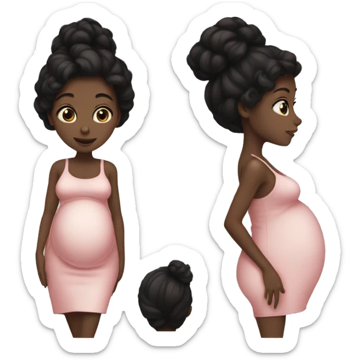 black hair girl white skin pregnant sticker
