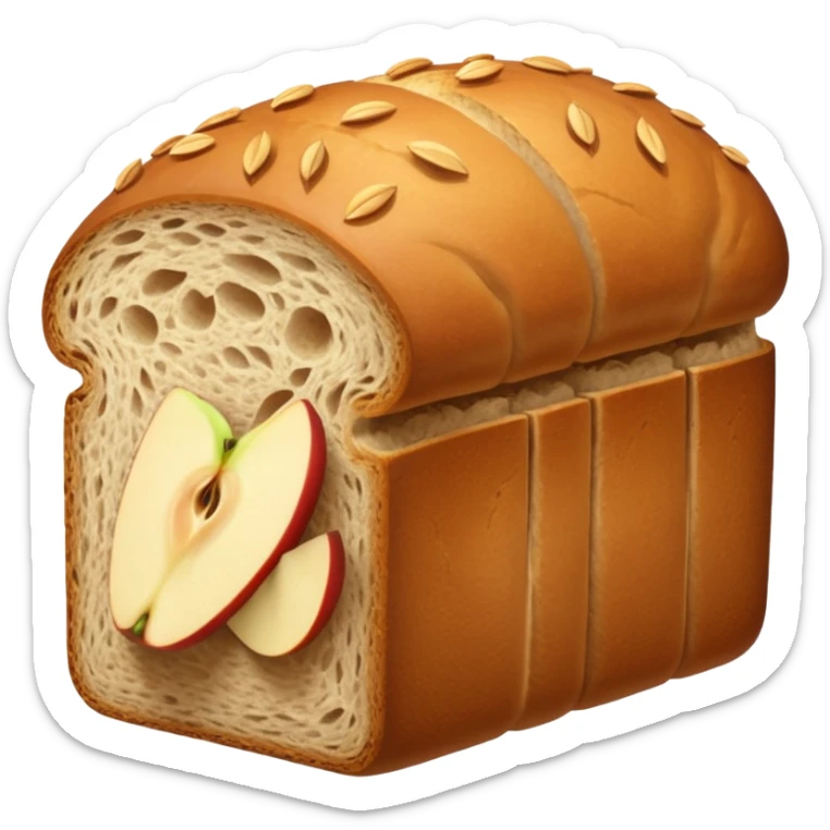 Whole-grain carbs emoji: simple, bright icon of whole grains or whole-grain bread, Apple-style sticker