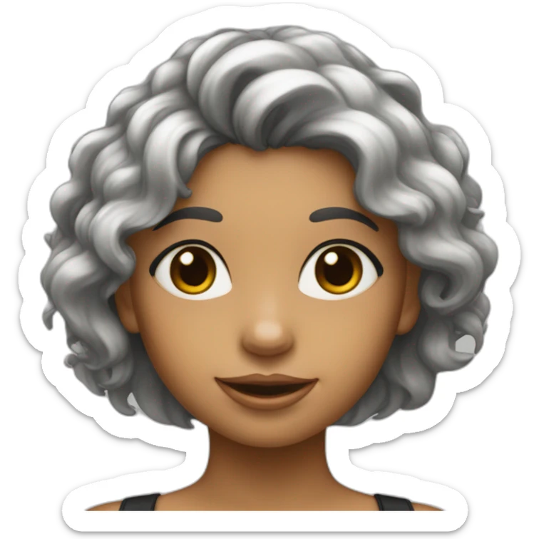 Fille avec des tâches de rousseur la peau blanche et les cheveux noirs sticker