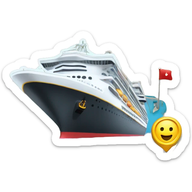 a cruise ship emoji with a map and a pin to show that the cruise has traveled the world sticker