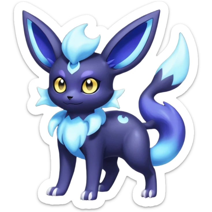 Nebulae Noibat-Meowstic-Umbreon-Fakémon-hybrid-creature (full body)  sticker