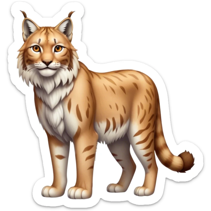 Lynx, full body in the style of the apple tiger and lion, realistic, friendly, snow sticker