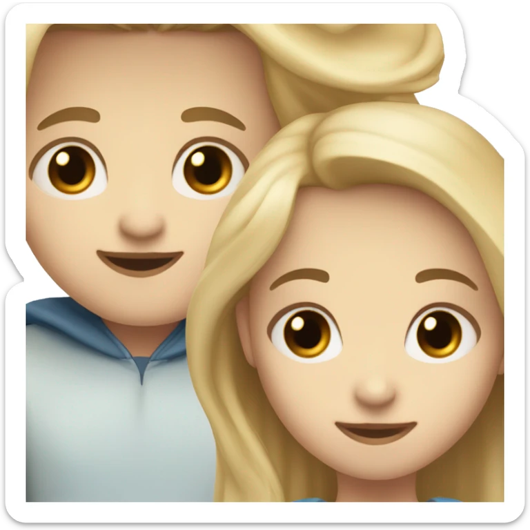 Short blonde girl with boy eyes with a tall boy with Brown hair and blue eyes sticker