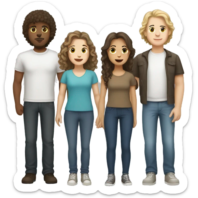 White couple With brown hair, the boy has a mullet, the girl has microbangs sticker