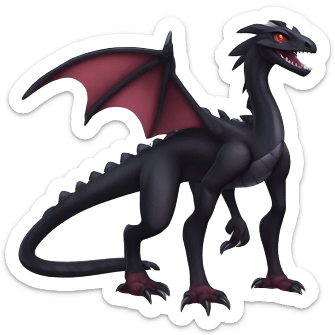 cool edgy black and maroon Dark-type nargacuga Salazzle  Salandite Pokémon full body by LiLaiRa, by Falvie sticker