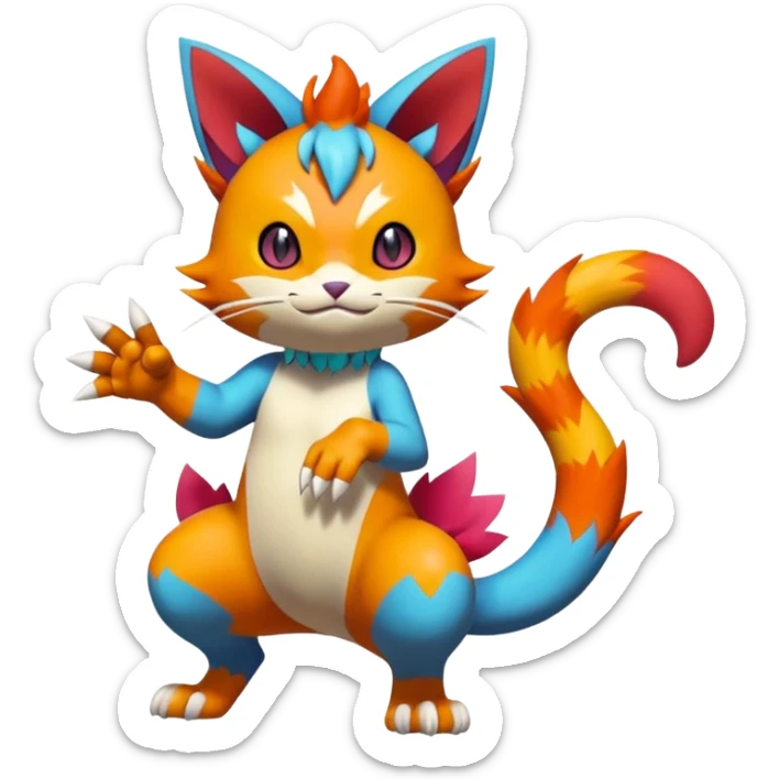 Sprigatito-Floragato-Meowscarada-Torracat-Pokémon-Fakémon-hybrid-fusion-creature (full body) sticker