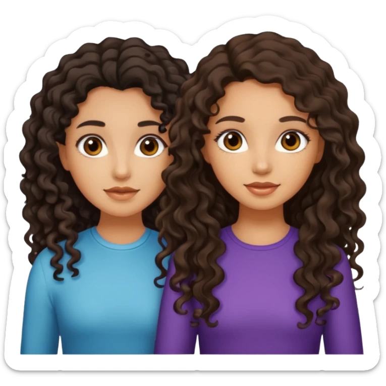 Pretty tan girl with dark curly hair with light skin girl with long dark wavy hair sticker