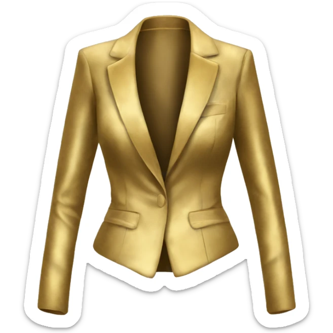 Realistic isolated open gold velvet feminine fashion blazer jacket.  sticker
