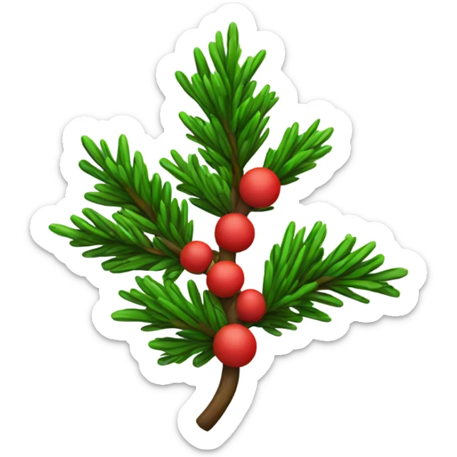 Fir branch with red color on the nedels sticker