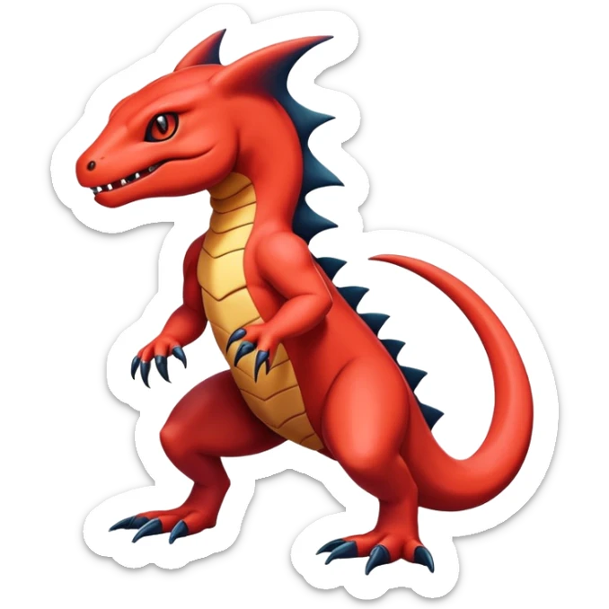 Colorful Dark Shiny Exotic Salandit-Guilmon-Quilava-Fakémon-hybrid-creature (full body)  sticker