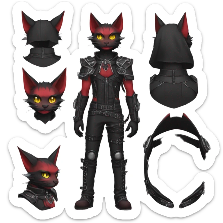 cool edgy black punk red ethereal fantasy nargacuga-bat-cat-Fakemon collar harness full body sticker