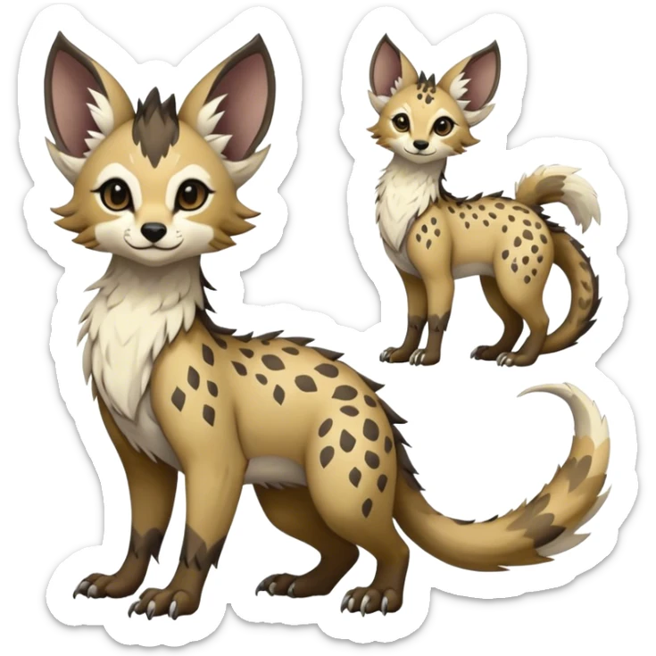 Feral Rare Fantasy Vernid-Trico-species by LiLaiRa, random markings, tufted tail, tufted ears, full body sticker