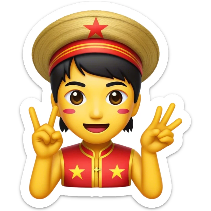 Cinematic Realistic V-pop Music Pop Culture Emoji, showcasing a modern, energetic representation of Vietnamese pop culture rendered with vivid textures and dynamic, colorful lighting. sticker