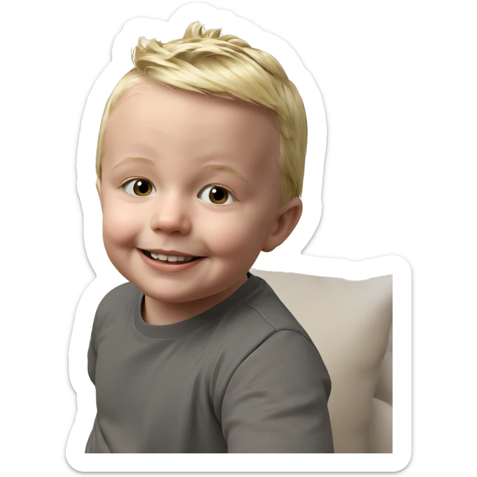 smiling boy with blonde hair sticker