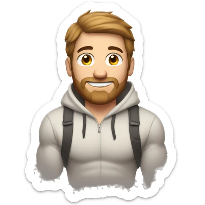 Buff white man with hoodie and brown hair holding a ton of eggs sticker