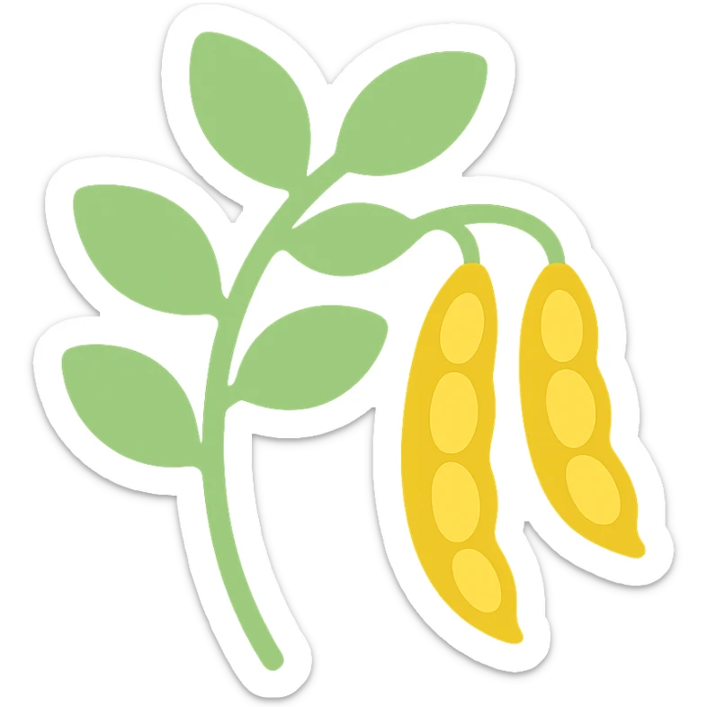 colored icon of a pigeonpea plant with green leaves and yellow pods sticker