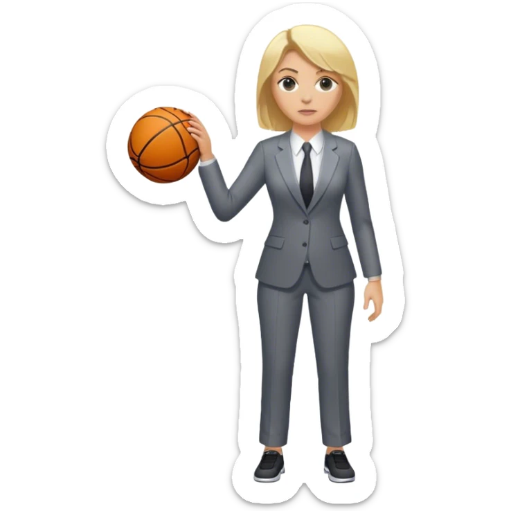 Full Body white female basketball head coach with blonde hair in suite sticker