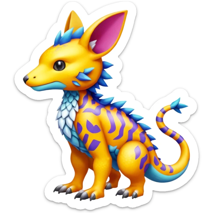 colorful Fakémon-Digimon-Fionbri-Trico-creature (full body) sticker