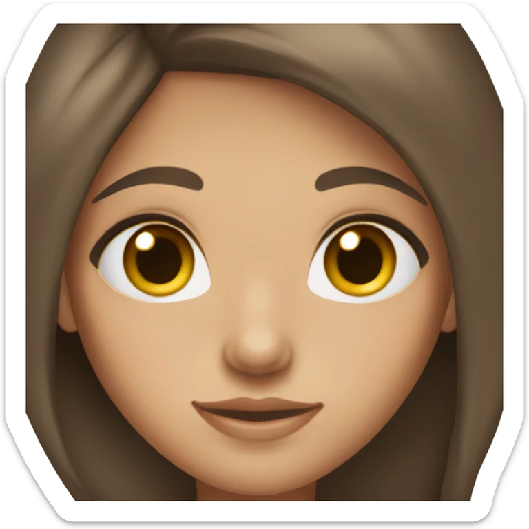 brunette hair,  light skin, girl, brown eyes, freckles sticker