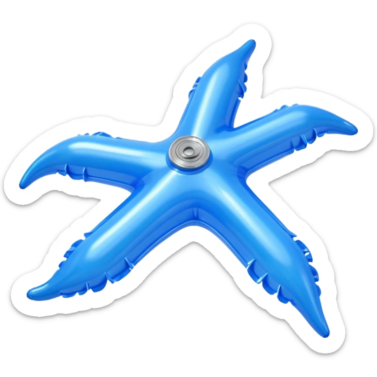 3D render of Water Wings made of shiny inflatable vinyl, visible seam lines, air valve, highly reflective plastic texture, pool toy aesthetic. sticker