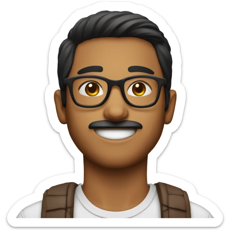 Emoji of indian 18 year boy with specs and slight beard and little dark moustache  sticker