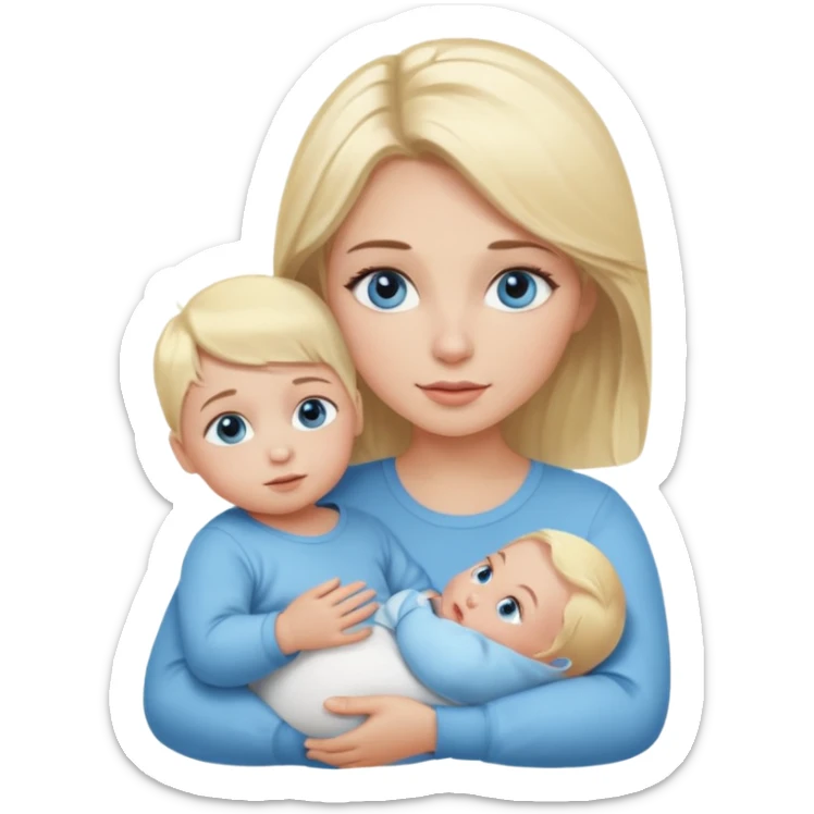 Light blonde hair  and big lashes Girl with blue eyes with blonde hair blue eyes baby boy sticker