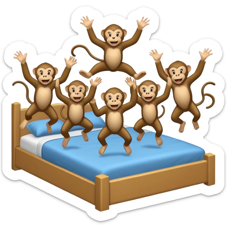 Cinco monitos salta en la cama uno se cayó se golpeó la cabeza mamá llamo al doctor ye le doctor dijo no más monos saita em la cama sticker