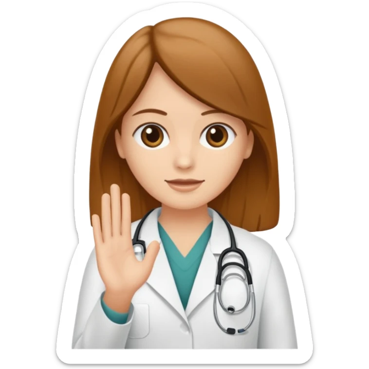 Radiografía de mano sostenida por un médico sin estetoscopio bata blanca  piel clara cabello café obscuro sticker