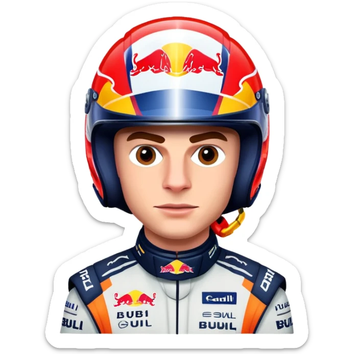 Max Verstappen with racing helmet and Red Bull colors, no text sticker