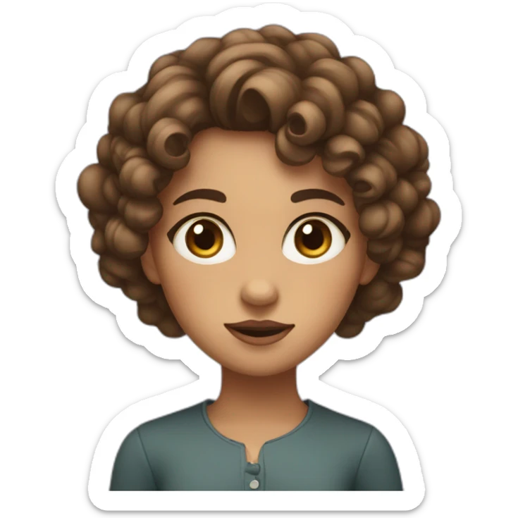 a girl with curly and brown hair with big eyes and big eyebrows sticker