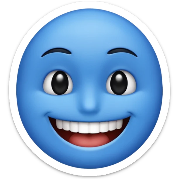 The word 67 that it's body is blue would eyes and smiley mouth and black hand and black mouth sticker