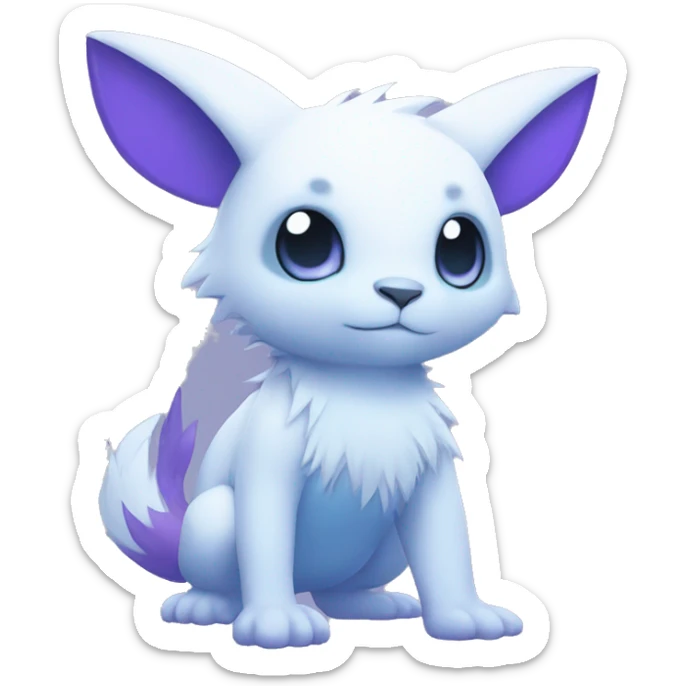 Cute cool purple white blue animal hybrid Fakemon full body sticker