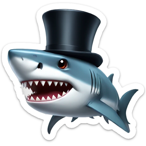 Shark with a top hat sticker