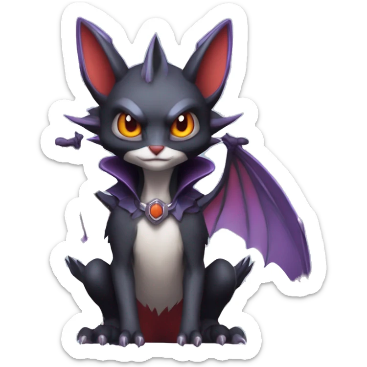  Kawaii Edgy Cool Vampiric Beautiful Noivern-Nargacuga-Litten with big Bat Ears full body sticker