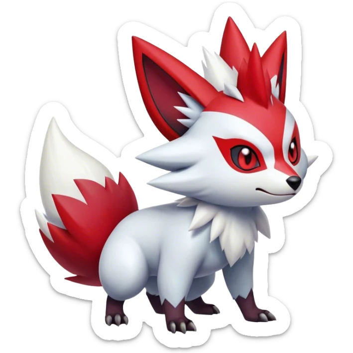 Epic Shiny Cool Cute Kawaii Zangoose-Zorua-Zoroark-Pokemon-fakemon-hybrid-animal Full Body  sticker