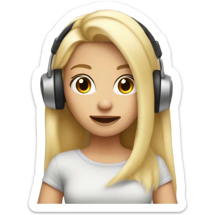 Blonde girl recording a song sticker