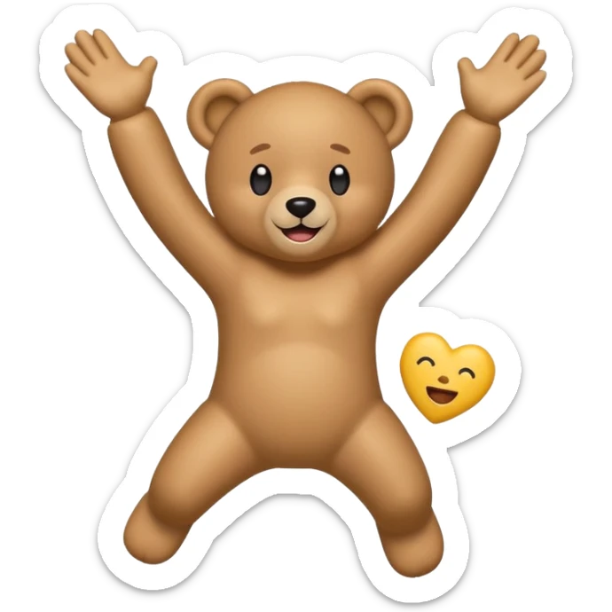 teddy bear jumping with joy, both arms raised, emoji style, text: 'so sweet of you.' sticker