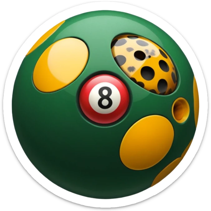 eight ball with the 8 in the middle being green and the ball is cheetah print  sticker