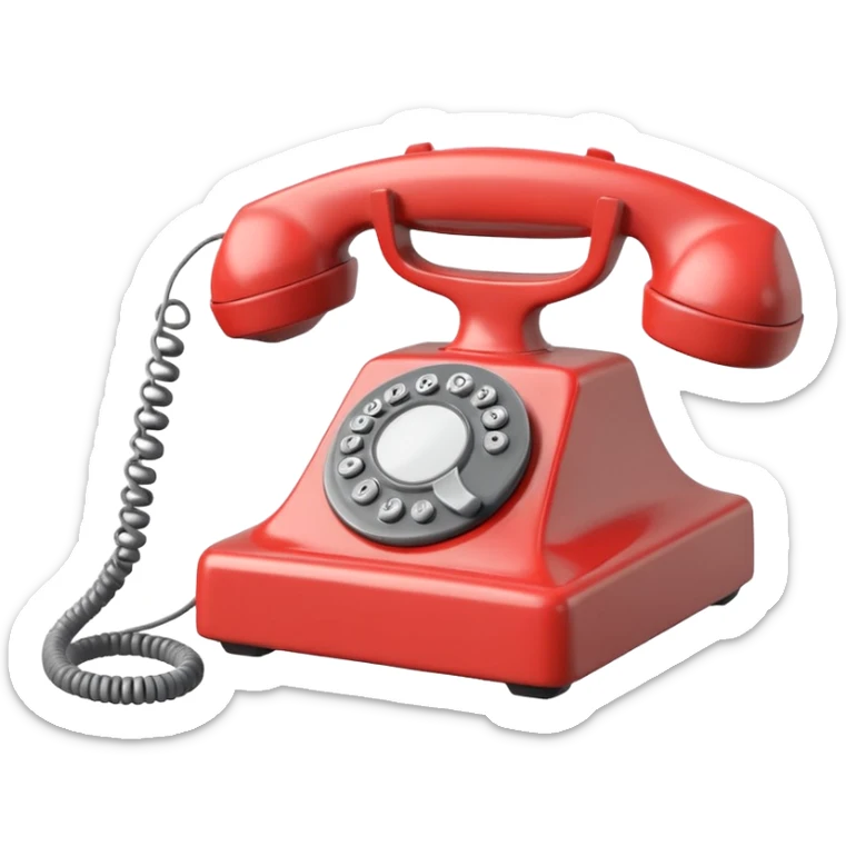 Minimalist emoji-style sticker of an old phone receiver with no signal waves, cracked and floating. Desaturated tones.
 sticker