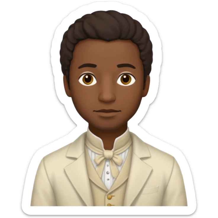 Solomon Northup from 12 Years of Slave with dark brown hair, cream outfit sticker