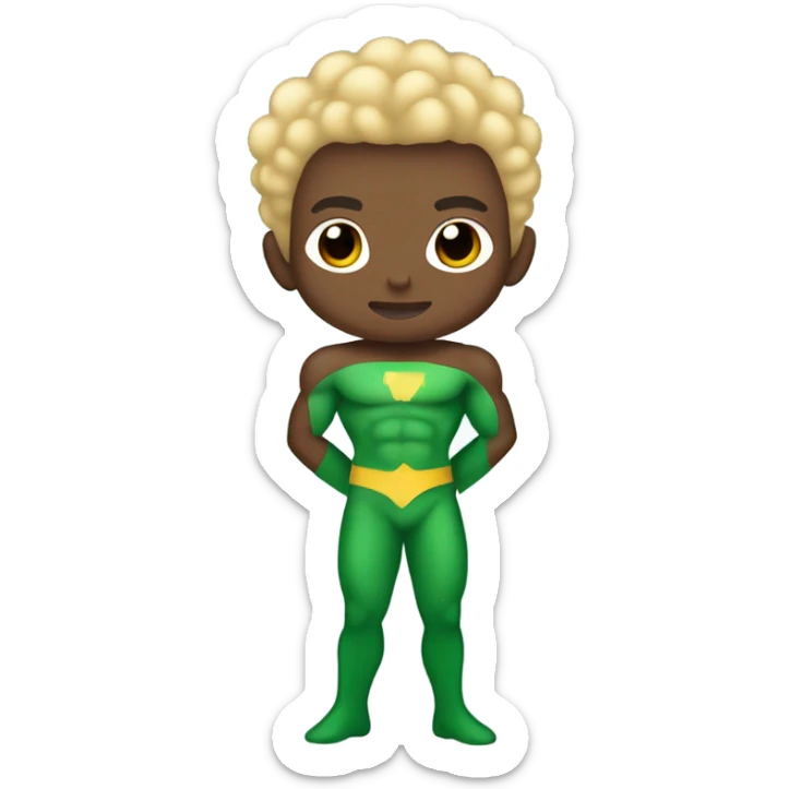 Afro Light-skinned teenager shirtless in a green superhero costume of Prince Namor while swimming. sticker