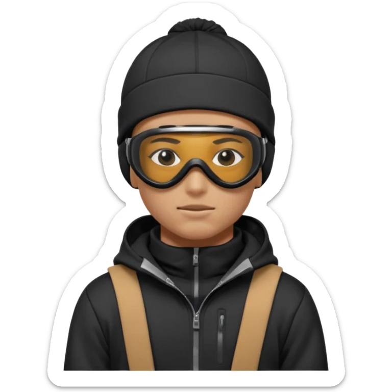 skier with black goggles hoodie and face mask looking stylish like an underground rapper. I said mask pls no face showing. Only eyes showing  sticker