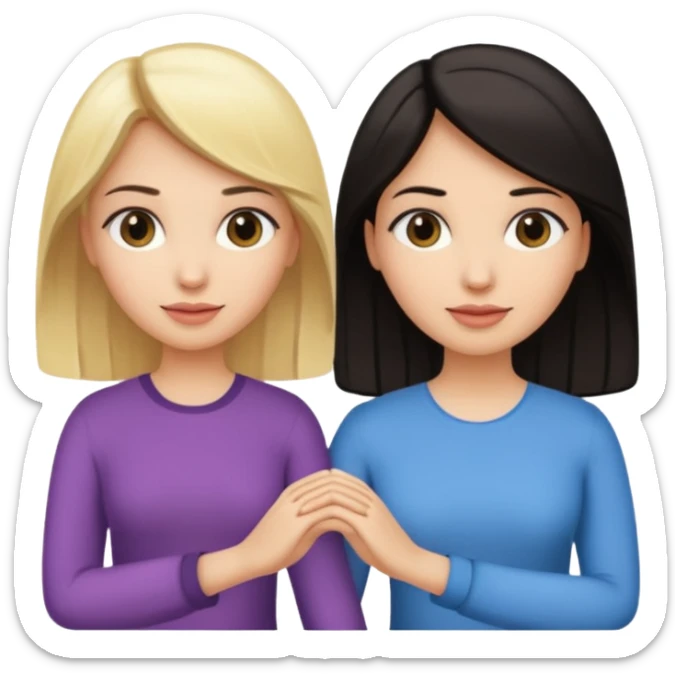 blonde woman holding hands with a dark-haired woman sticker